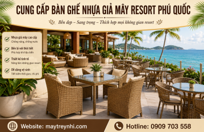 Cung cấp bàn ghế nhựa giả mây resot Phú Quốc