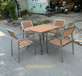 Bộ Bàn Ghế Cafe Khung Inox 304