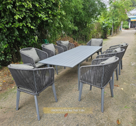 Bộ bàn gỗ teak, ghế đan sợi dây dù cao cấp