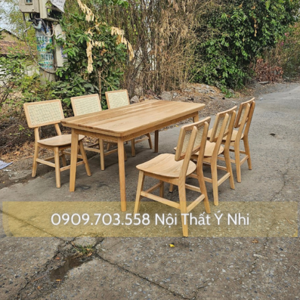 Bộ bàn ghế quán ăn, nhà hàng, khách sạn... lưng tựa đan mây