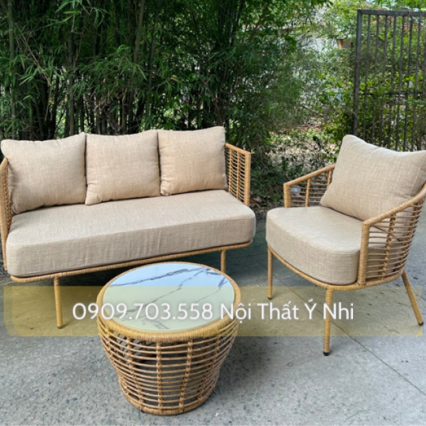 Bộ bàn ghế sofa đan sợi nhựa giả mây cao cấp