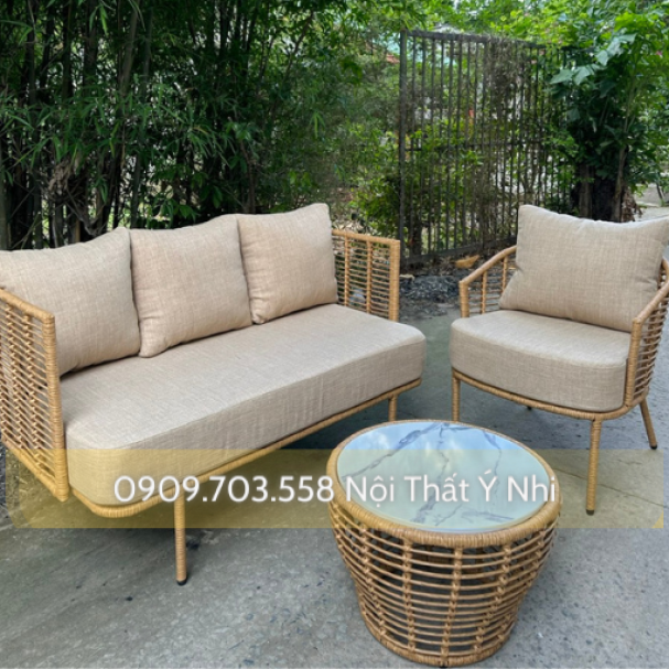 Bộ bàn ghế sofa đan sợi nhựa giả mây cao cấp