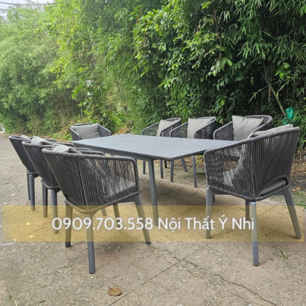 Bộ bàn gỗ teak, ghế đan sợi dây dù cao cấp