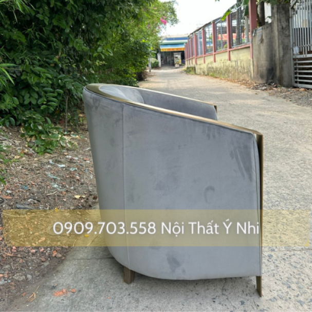 Ghế đơn viền inox mạ vàng hồng