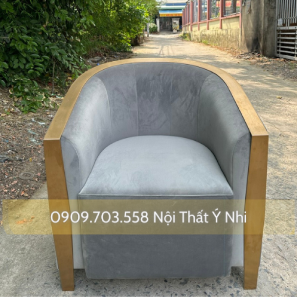 Ghế đơn viền inox mạ vàng hồng