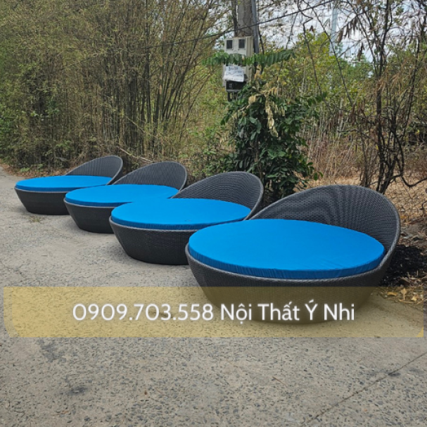 Ghế hồ bơi đan sợi nhựa giả mây cao cấp
