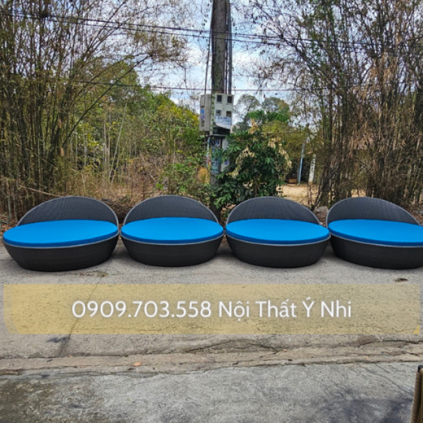 Ghế hồ bơi đan sợi nhựa giả mây cao cấp