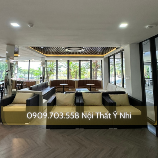 Sofa đan sợi nhựa giả mây, khung nhôm sơn tĩnh điện