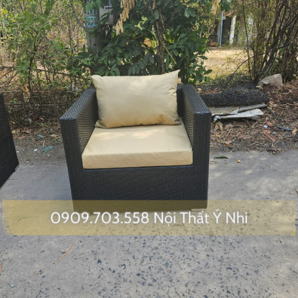 Sofa đan sợi nhựa giả mây, khung nhôm sơn tĩnh điện