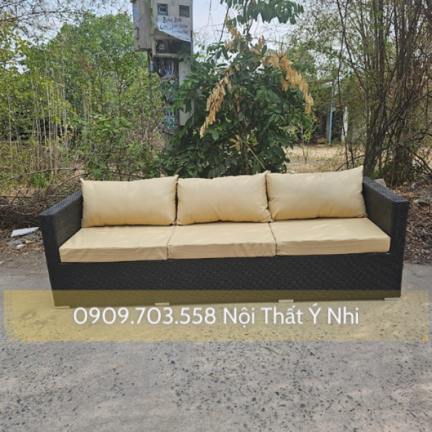 Sofa đan sợi nhựa giả mây, khung nhôm sơn tĩnh điện