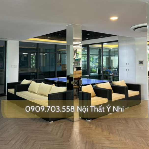 Sofa đan sợi nhựa giả mây, khung nhôm sơn tĩnh điện